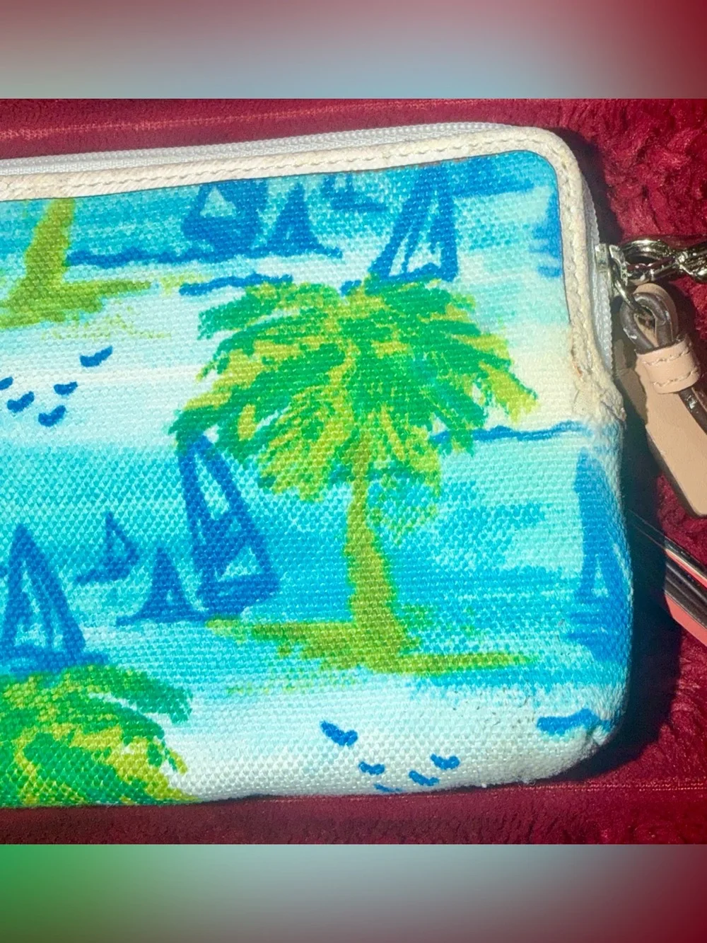 🩷RARE🩷 Coach Coastal Print Wristlet in Blue, Green & Tan